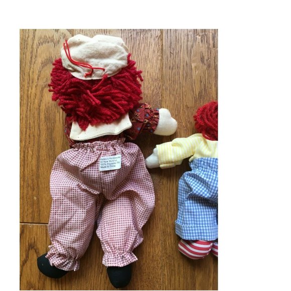 Pair Lot of 2 Raggedy Andy Dolls 12" & 8" - Picture 7 of 8
